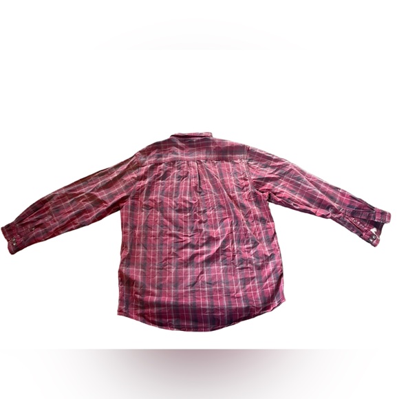 Carhartt Red Plaid Y2K Acid Washed Grunge Western Distressed Button Up Shirt - Picture 7 of 12
